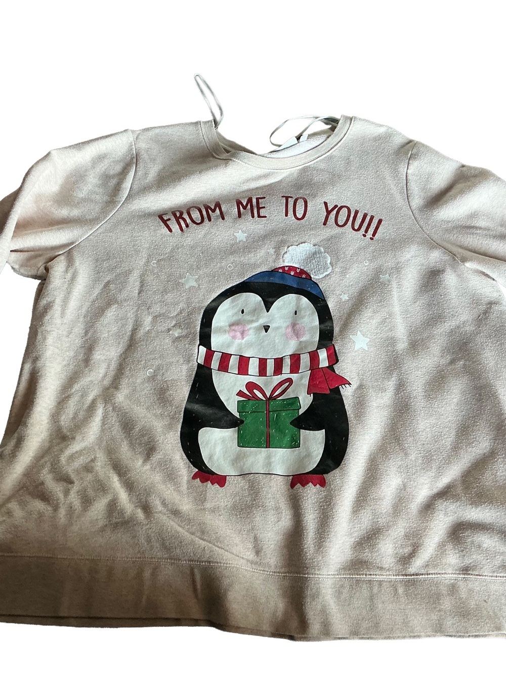 Cream Penguin Graphic Crewneck Sweatshirt